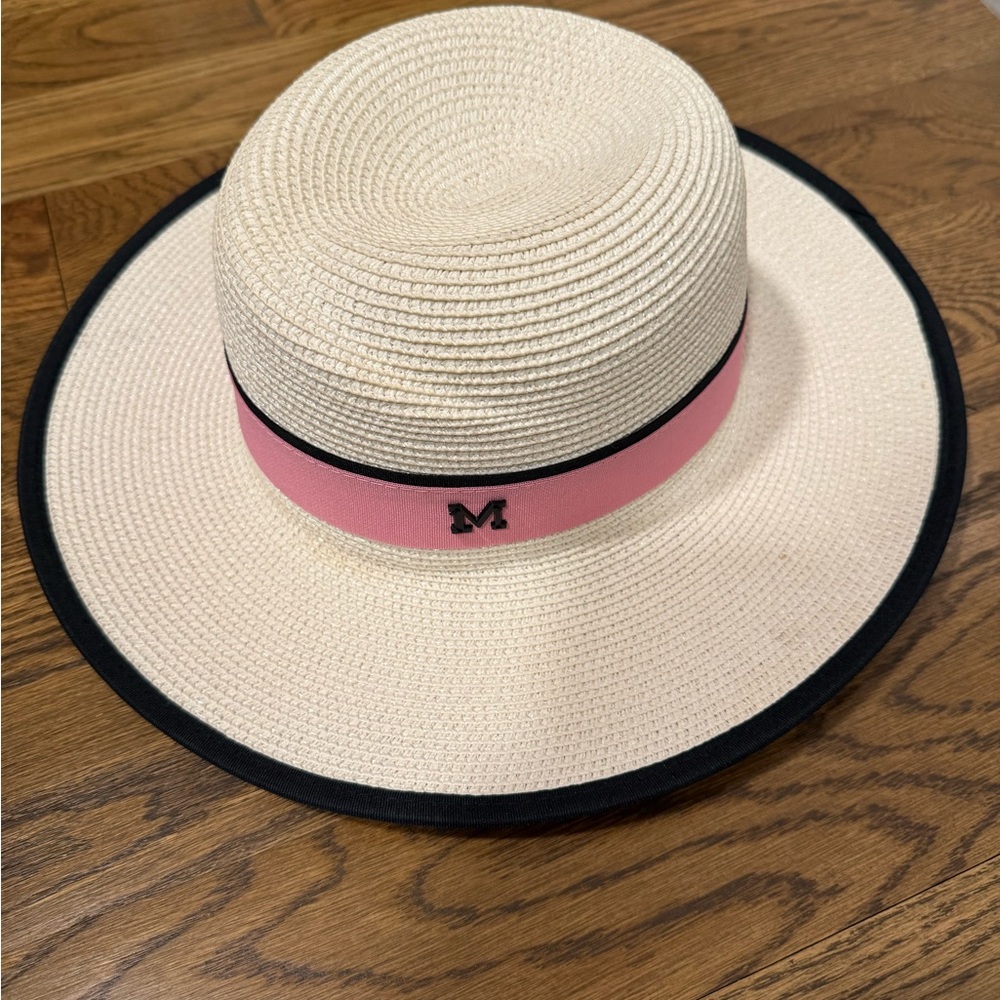 Sun Hat with Pink Band and Black Trim